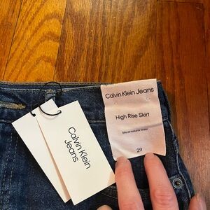 NWT Calvin Klein Jean Pencil Midi Front Slit Skirt Size 29
